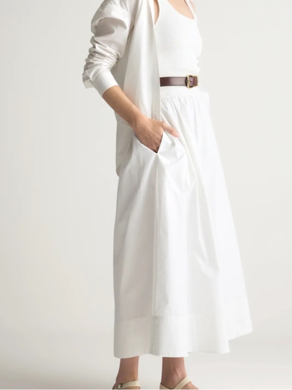 Quince 100% Organic Cotton Poplin A-line Maxi Skirt size Large NWT